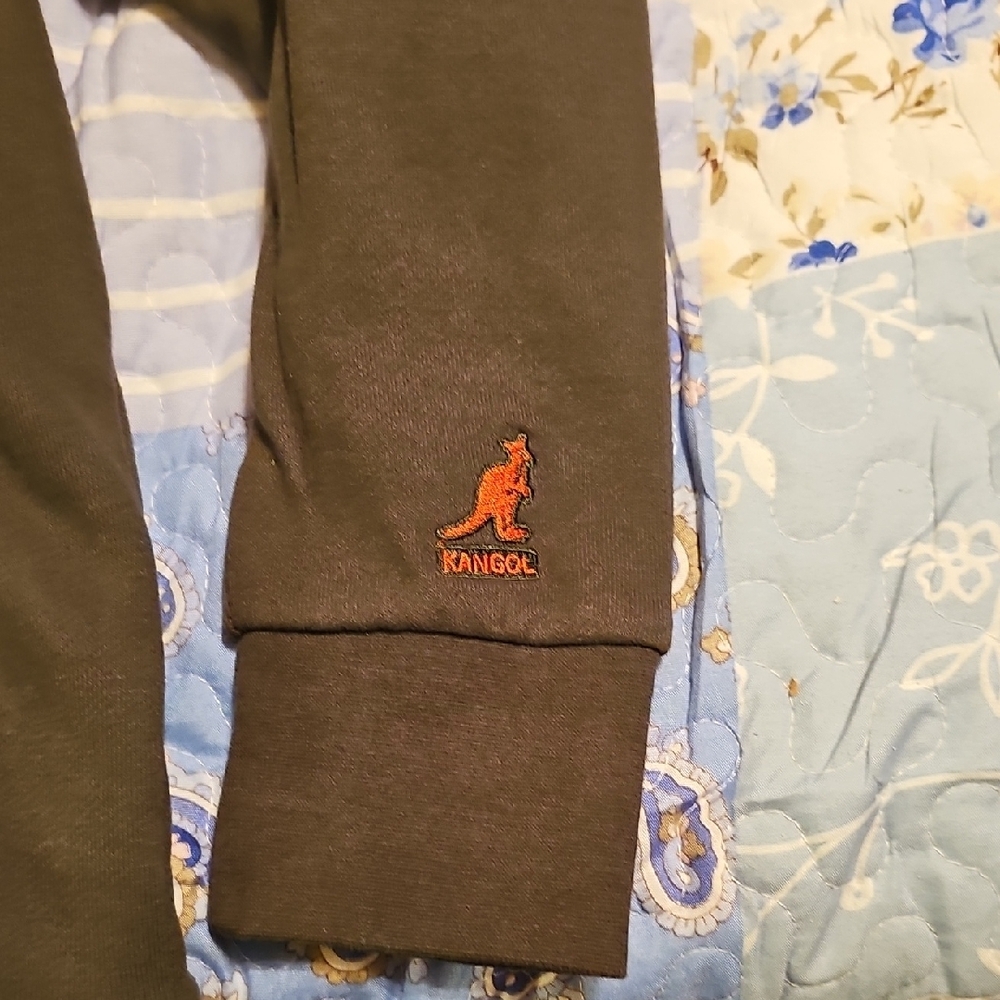 Kangol Zip Up Charcoal Hoodie with Vibrant Orange Logo - Picture 5 of 6